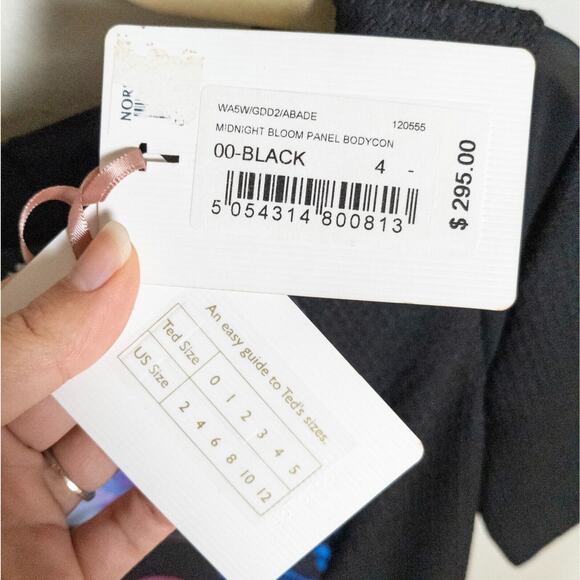 TED BAKER London Abade Panel Sheath Dress Midnight Bloom size 4 new w tag - Picture 5 of 7